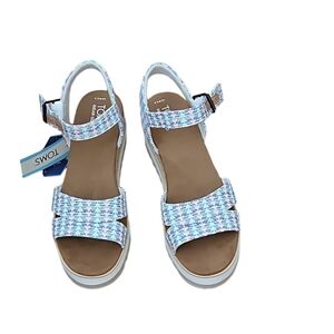 Toms Louisa Platform Wedge Sandal triangle woven ankle-strap
